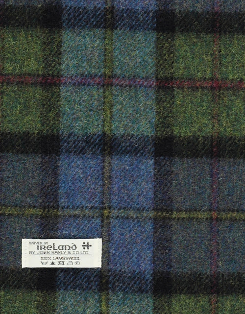 Checked Lambswool Scarf | Denim Green Tartan