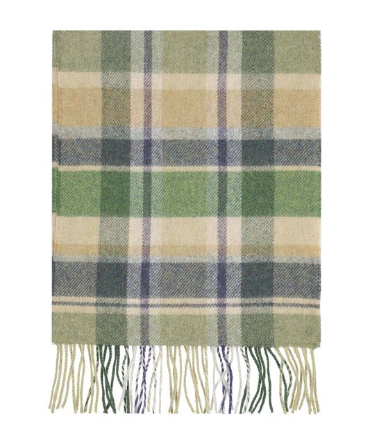 Lammwollschal | Grün Beige Marineblau kariert
