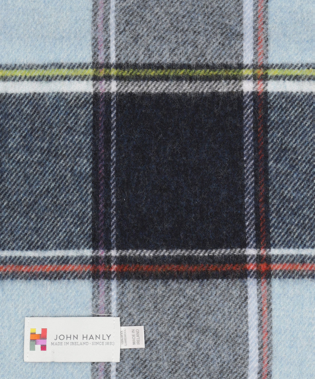 Lambswool Scarf Long | Blauw Lichtblauw ruit