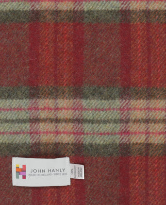 Long Lambswool Check Scarf | Burgundy Green Pink Check