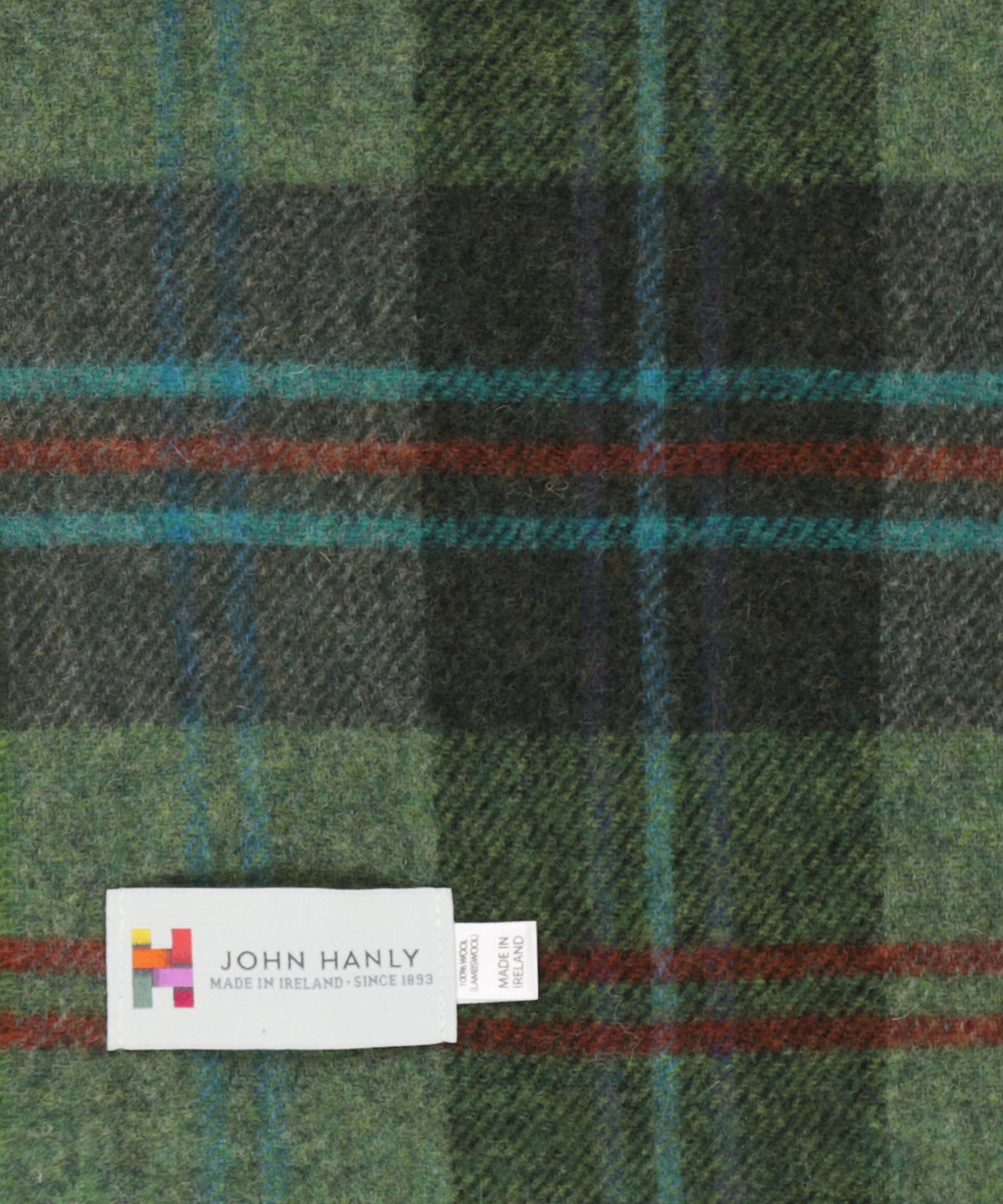 Lambswool Scarf Long | Green Red Overcheck Plaid