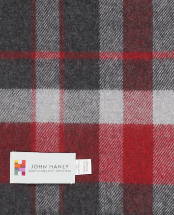Merino Luxury Wool Scarf | Charcoal Silver Red Check