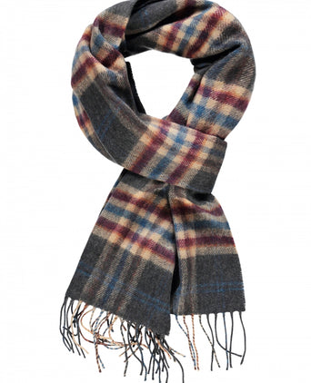 Merino Luxury Wool Scarf | Charcoal Beige Maroon