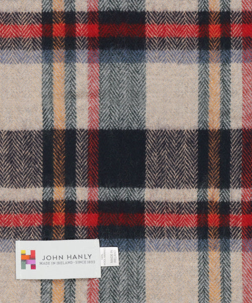 Merino Luxury Wool Scarf | Navy Red Biscuit Check