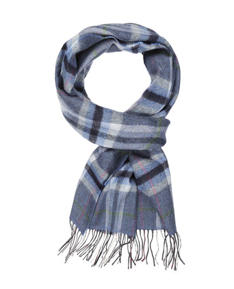 Merino Luxury Wool Scarf | Denim Grey Plaid