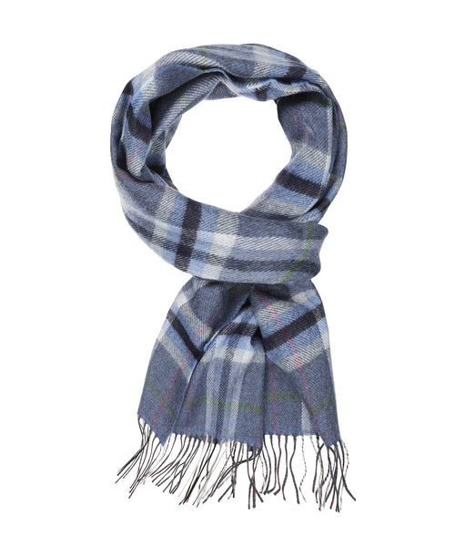 Merino Luxury Wool Scarf | Denim Grey Plaid