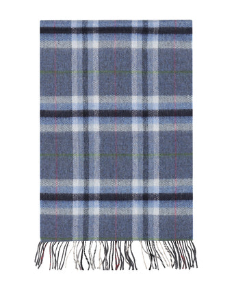 Merino Luxury Wool Scarf | Denim Grey Plaid