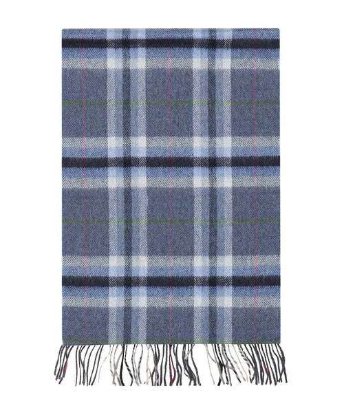 Merino Luxury Wool Scarf | Denim Grey Plaid