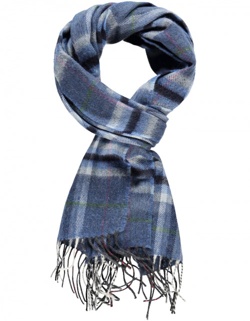 Merino Luxury Wool Scarf | Denim Grey Plaid