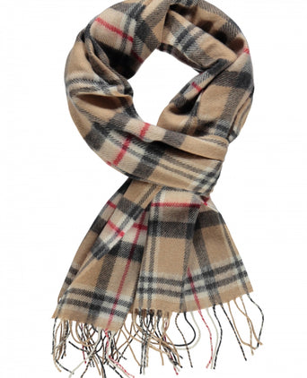 Merino Luxury Wool Scarf | Classic Camel Tartan