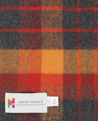 Merino Luxury Wool Scarf | Orange Charcoal Plaid