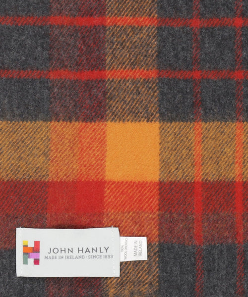 Merino Luxury Wool Scarf | Orange Charcoal Plaid