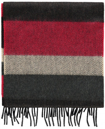 Wool Cashmere Scarf | Red Grey Mix Stripe