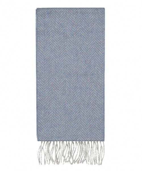 Cashmere Merino Scarf | L Gray Blue Herringbone