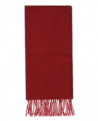 Cashmere Merino Scarf | Red Maroon Herringbone
