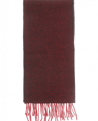 Cashmere Merino Scarf | Red Burgundy Herringbone