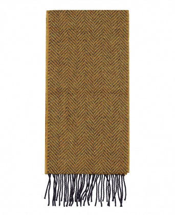 Cashmere Merino Scarf | Navy Mustard Herringbone