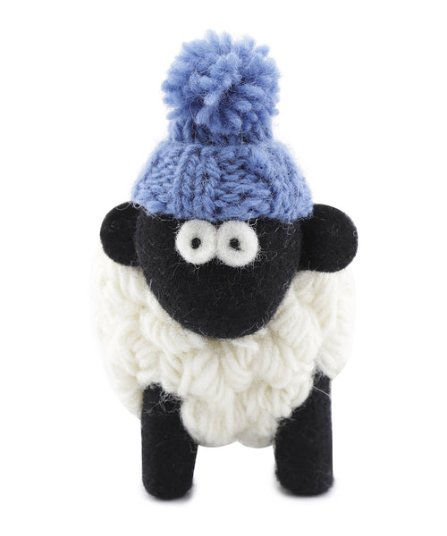 Knitted Sheep with Hat | Denim Blue
