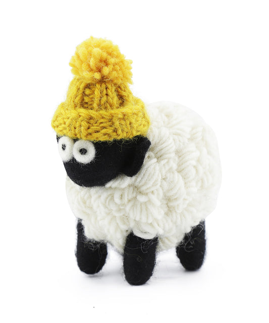 Knitted Sheep with Hat | Yellow