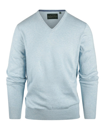 Sweater V-Neck Cotton/Cashmere | Blue