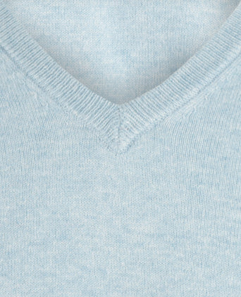 Sweater V-Neck Cotton/Cashmere | Blue
