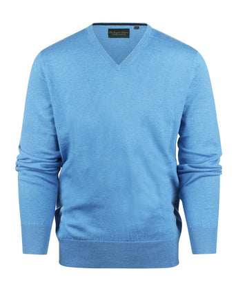 Sweater V-Neck Cotton/Cashmere | Blue