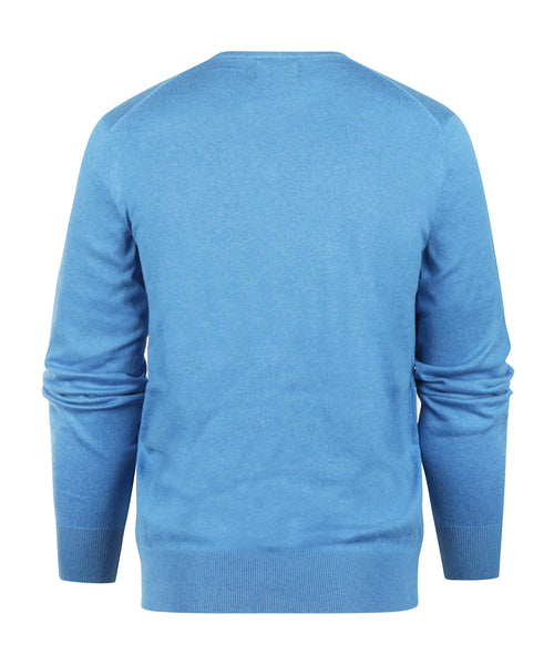 Sweater V-Neck Cotton/Cashmere | Blue