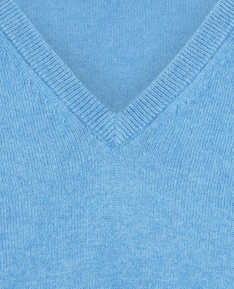 Sweater V-Neck Cotton/Cashmere | Blue