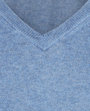 Sweater V-Neck Cotton/Cashmere | Blue