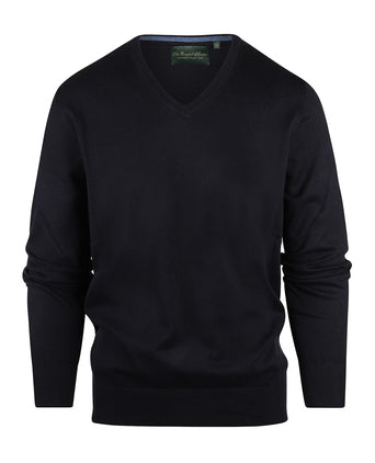 Sweater V-Neck Cotton/Cashmere | Navy Blue