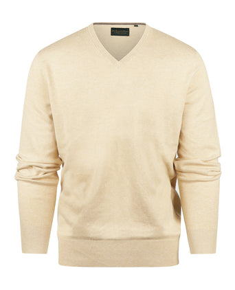 Pullover V-Neck Cotton/Cashmere | Beige