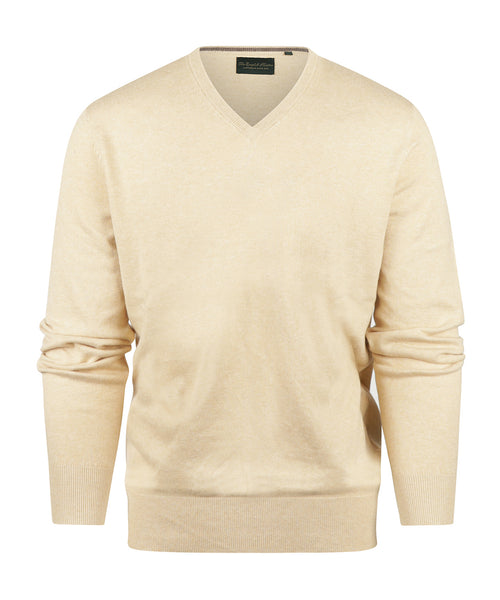 Pullover V-Neck Cotton/Cashmere | Beige