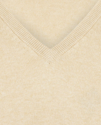 Pullover V-Neck Cotton/Cashmere | Beige