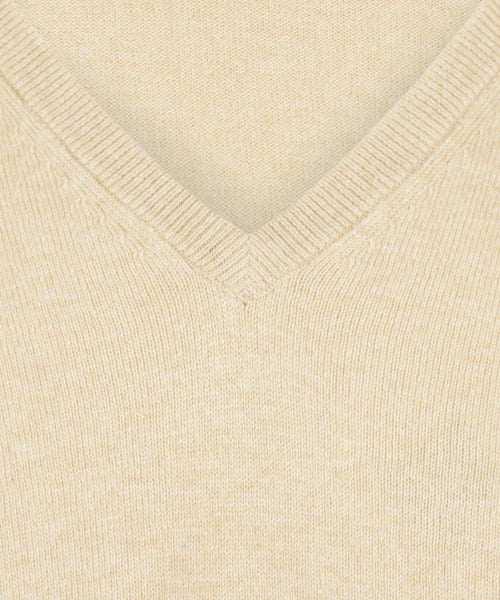 Pullover V-Neck Cotton/Cashmere | Beige