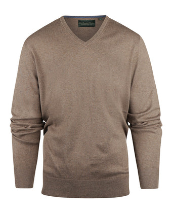 Pullover V-Neck Cotton/Cashmere | Brown