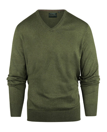 Sweater V-Neck Cotton/Cashmere | Green