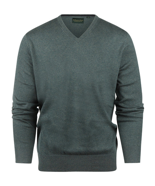 Sweater V-Neck Cotton/Cashmere | Green