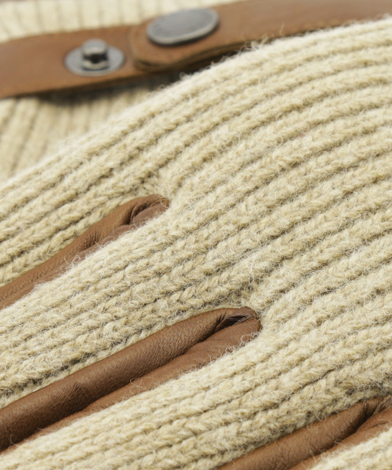 Glove Wool with Leather Rally | Brown