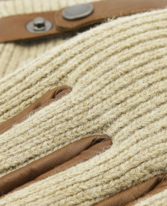 Handschoen Wol met Leer Rally | Bruin