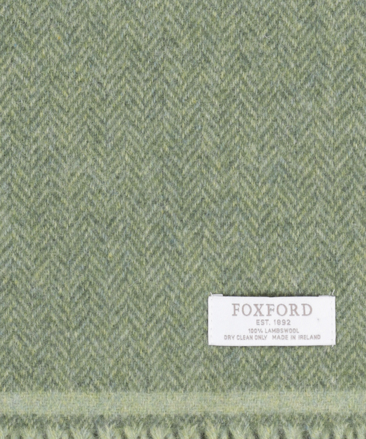 Lamswollen Sjaal | Mint Groen Herringbone