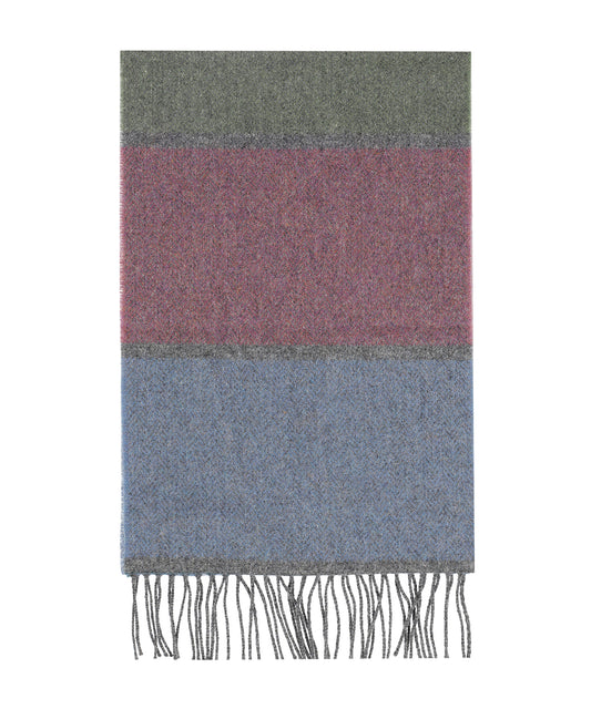 Lambswool Scarf | Moss Green Denim Purple Block