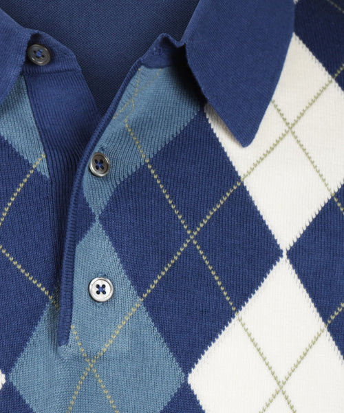 Argyle Polo Short Sleeve | Navy Blue