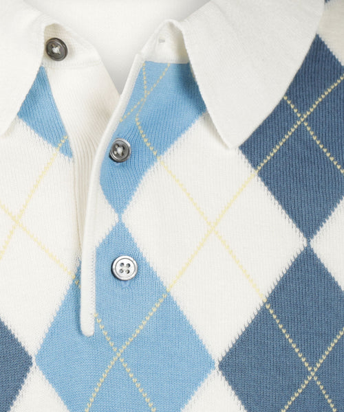 Argyle Polo Korte Mouw | Wit
