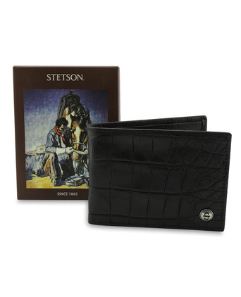 Stetson Croco Embossed Wallet | Black
