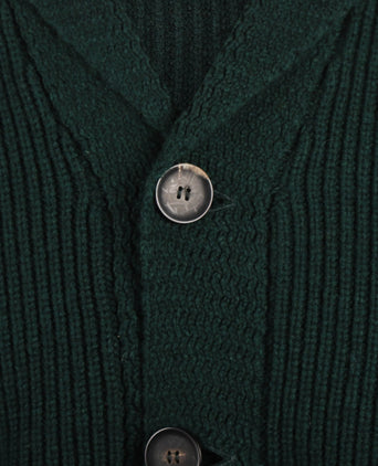 William Lockie Cardigan Jamie Shawl Collar | Tartan Green