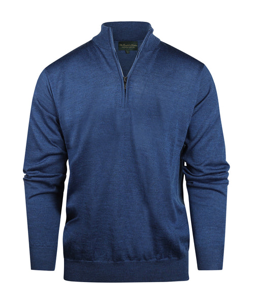 Merino wool zip collar sweater | Blue