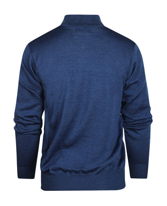 Merino wool zip collar sweater | Blue