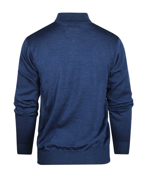 Merino wool zip collar sweater | Blue