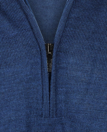 Merino wool zip collar sweater | Blue