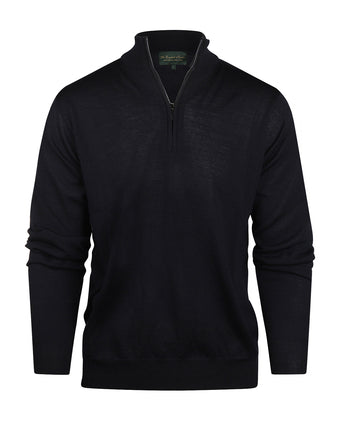 Pullover Merino wool zip collar | Navy